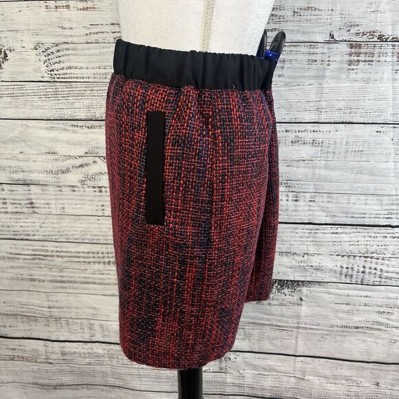 Ann Taylor Loft Skirt size Medium Pink Blue Tweed Pockets Straight Above Knee - Picture 6 of 8